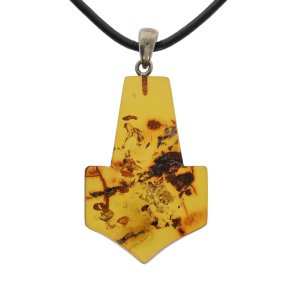 Handgefertigter Thorshammer aus echtem Nordsee-Bernstein � Unikat mit Silber�se