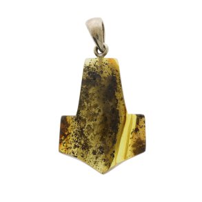 Handgefertigter Thorshammer aus echtem Nordsee-Bernstein � Unikat mit Silber�se