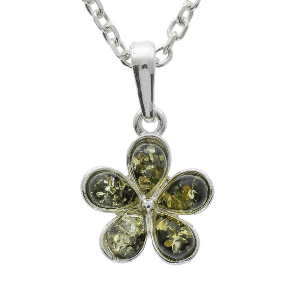 Blomst Vedh�ng I Rav Og Sterling S�lv