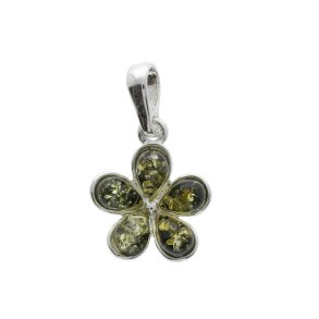 Blumenanh�nger aus Bernstein und Sterlingsilber