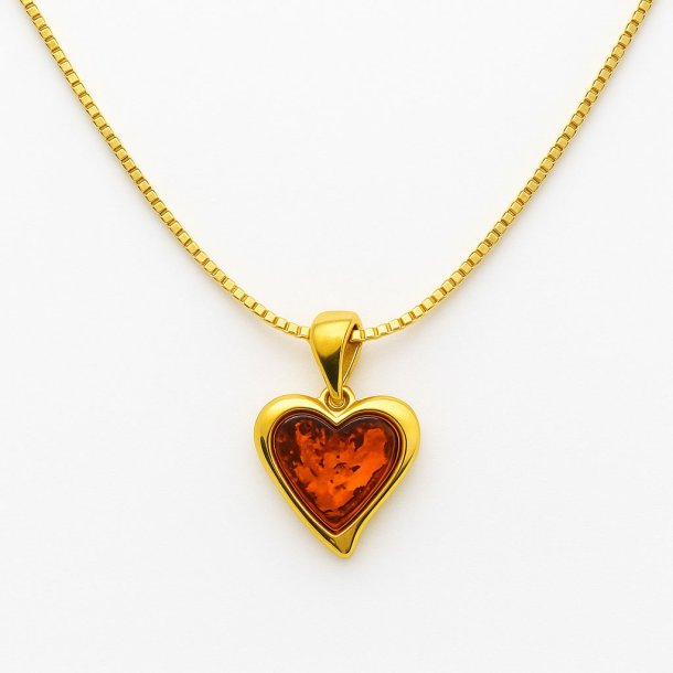 Wundersch�ner Herzanh�nger aus Bernstein und vergoldetem Sterlingsilber � das perfekte Geschenk 