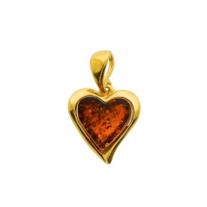 Wundersch�ner Herzanh�nger aus Bernstein und vergoldetem Sterlingsilber � das perfekte Geschenk 
