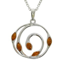 H�ndlavet botanisk brun rav og .925 sterlings�lv h�ngende vedh�ng