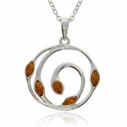 H�ndlavet botanisk brun rav og .925 sterlings�lv h�ngende vedh�ng