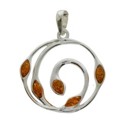 H�ndlavet botanisk brun rav og .925 sterlings�lv h�ngende vedh�ng