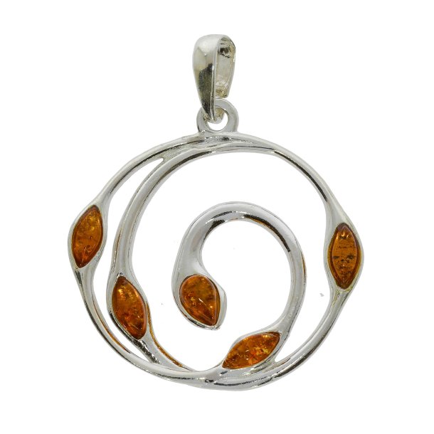 H�ndlavet botanisk brun rav og .925 sterlings�lv h�ngende vedh�ng