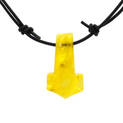 Thors Hammer Bernsteinanh�nger mit Lederband