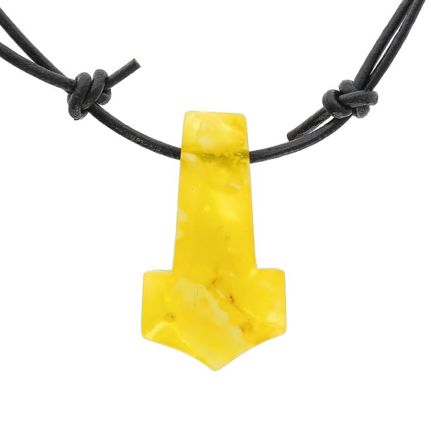 Thors Hammer Bernsteinanh�nger mit Lederband