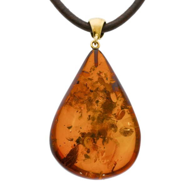 Smuk drbe af Vesterhav rav med forgyldt ls