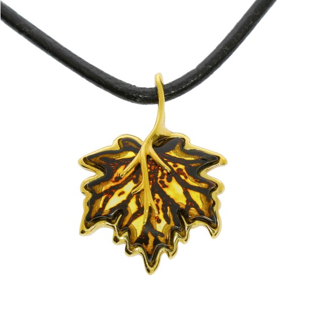 Blad Vedhng I Rav Og Forgyldt Slv