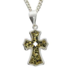 Kors Vedh�ng I Sterling S�lv Og Rav