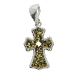 Kors Vedh�ng I Sterling S�lv Og Rav