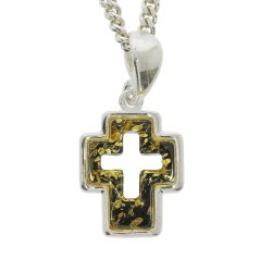 Kors Vedh�ng I Sterling S�lv Og Rav