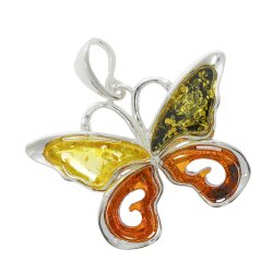 Sommerfugl Vedhng I 925 Sterling Slv Og Rav