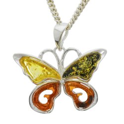 Sommerfugl Vedhng I 925 Sterling Slv Og Rav