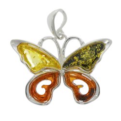 Sommerfugl Vedhng I 925 Sterling Slv Og Rav