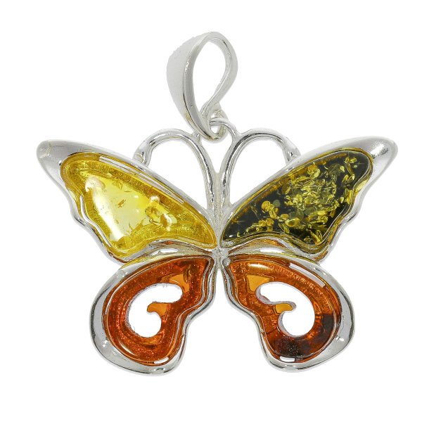 Sommerfugl Vedhng I 925 Sterling Slv Og Rav