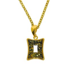 Moderner quadratischer Bernstein Anh�nger aus vergoldetem Silber