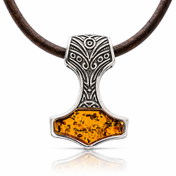 Thor's Hammer Bernstein und Silber Anh�nger