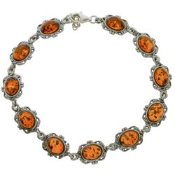 Vintage  Armband im r�mischen Stil aus echtem Bernstein und Silber 