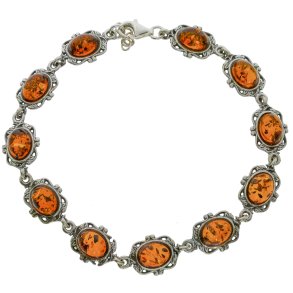 Vintage  Armband im r�mischen Stil aus echtem Bernstein und Silber 