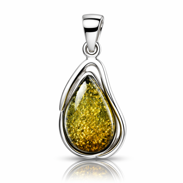 Bezaubernder Bernstein-Anh�nger mit gewelltem Silberdesign