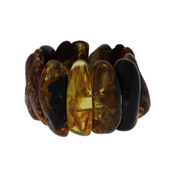 Stort H�ndlavet Dansk Rav Armb�nd � Sort &amp; Cognac �gte Rav Statement Smykke
