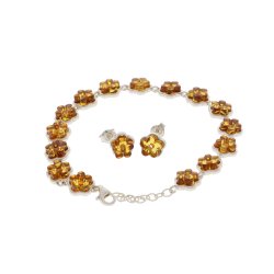 Smykke St Blomster Armbnd Og reringe I Rav Og Slv