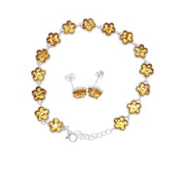 Smykke St Blomster Armbnd Og reringe I Rav Og Slv