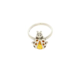 Echter Silber-/Bernsteinring / Real Amber/Silver Ring R00003