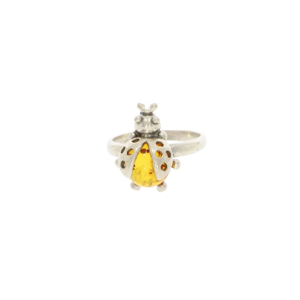 Echter Silber-/Bernsteinring / Real Amber/Silver Ring R00003