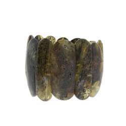 Breites, dunkles Bernsteinarmband mit gro�en, flachen Bernsteinst�cken � einzigartiges Naturdesign