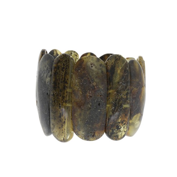 Breites, dunkles Bernsteinarmband mit gro�en, flachen Bernsteinst�cken � einzigartiges Naturdesign