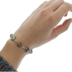 Slvarmbnd Med Rav Og Flettet Slvdesign