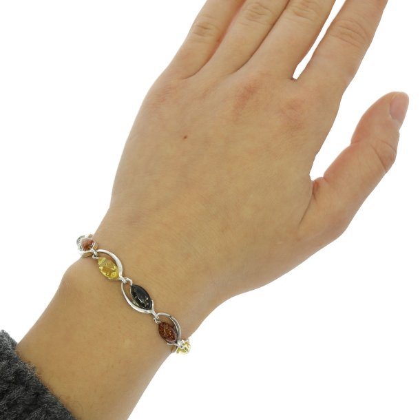 Bladeformet Slv Og Rav Armbnd 
