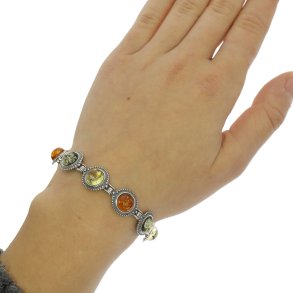 Mandala Armbnd I Slv Og Rav