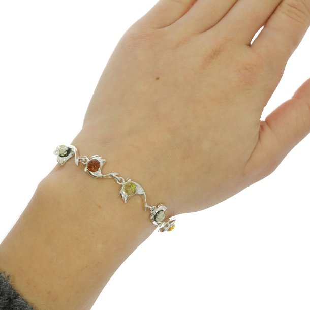 Yndig Delfin Armbnd I Slv Og Rav