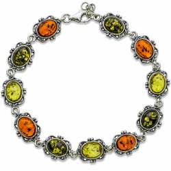 Vintage  Armband im r�mischen Stil aus echtem Bernstein und Silber 