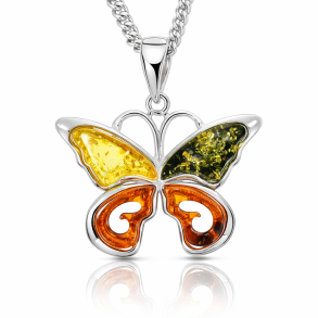 Schmetterling Anh�nger in 925 Sterling Silber und Bernstein