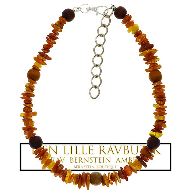 Hundehalskder af rav mod flter med metalls - ca. 42-48 cm