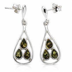 Ohrh�nger mit Echtem Mehrfarbigem Bernstein aus 925 Sterling Silber