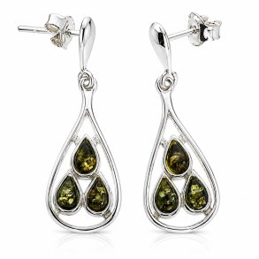 Ohrh�nger mit Echtem Mehrfarbigem Bernstein aus 925 Sterling Silber