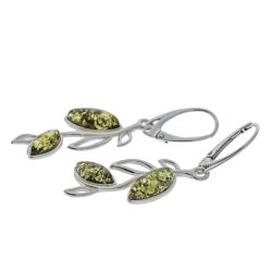 Blade reringe I Slv Og Grn Rav 