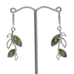 Blade reringe I Slv Og Grn Rav 