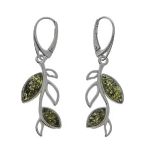 Blade reringe I Slv Og Grn Rav 