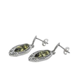 Yndige Bladeformet reringe Med Grnt Rav Og Flot Slvdesign