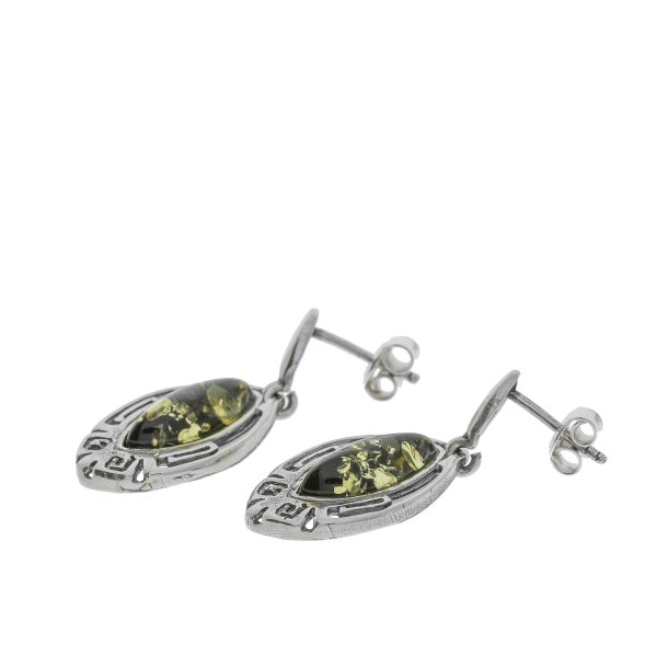 Yndige Bladeformet reringe Med Grnt Rav Og Flot Slvdesign