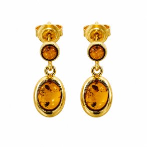 Vergoldete Ohrh�nger mit Echtem Bernstein aus 925 Sterling Silber
