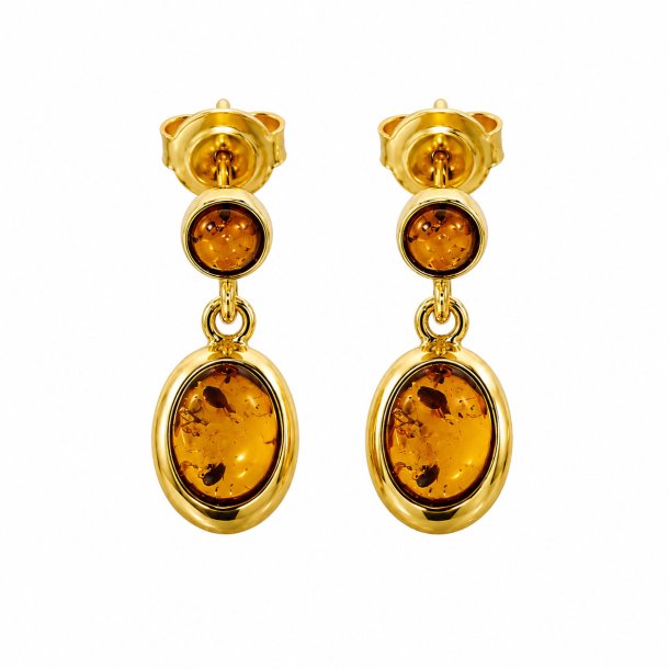 Vergoldete Ohrh�nger mit Echtem Bernstein aus 925 Sterling Silber