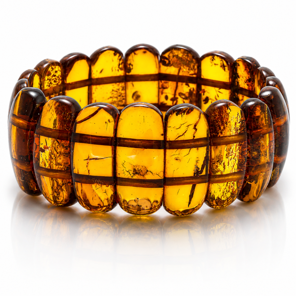 Armband Aus Goldenem Bernstein � aus echten, polierten Bernsteinst�cken | Der kleine Bernsteinladen